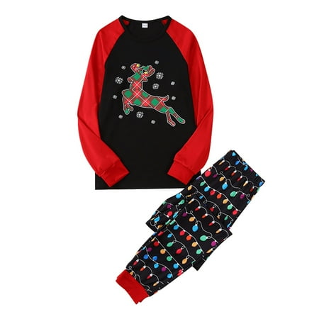 

Binpure Parent-Child Christmas Nightclothes Long Sleeve Christmas Elk Print Tops Trousers Suit