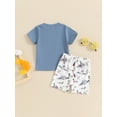 thumbnail image 4 of Nygoyerh Toddler Baby Boys Summer Outfits Cartoon Print Short Sleeve T-shirt with Wide Leg Shorts 2Pcs Infant Casual Short Pants Sets for Daily Vacation 6M 12M 18M 24M 3T, 4 of 9
