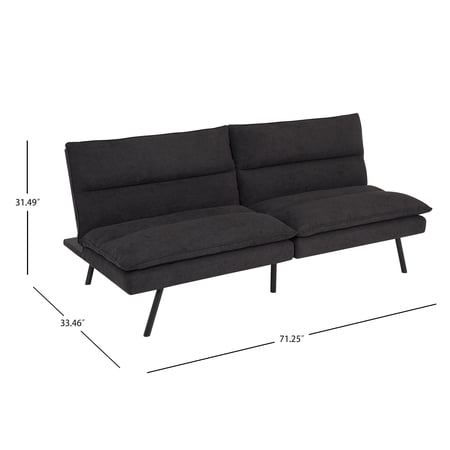 MAINSTAYS PILLOW TOP FUTON 71.25IN, CHARCOAL