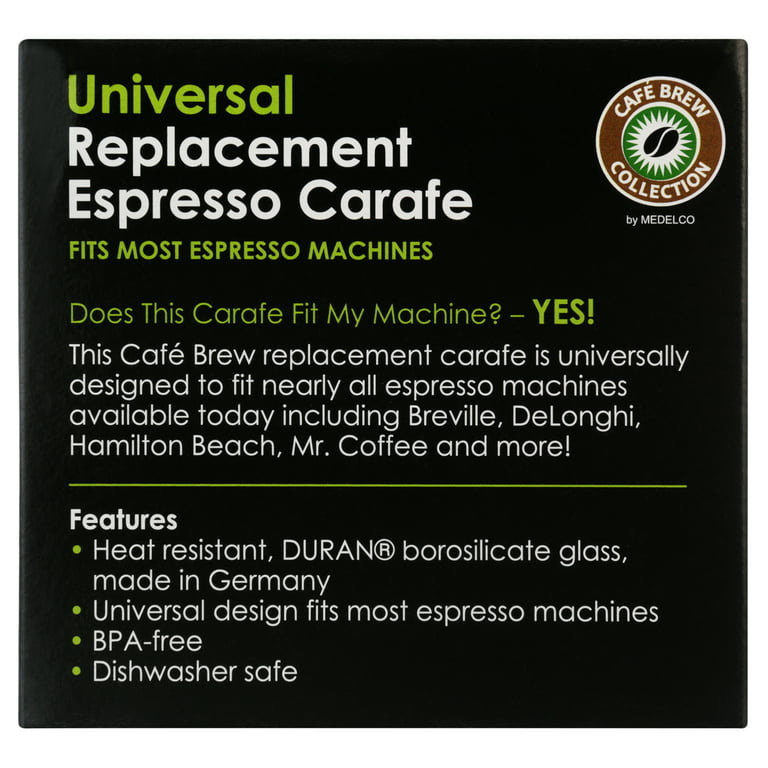 Glass Espresso Coffee Replacement Carafe - 4 Cup (200 ml). Fits Most  Espresso Machines & Coffee Makers. PerfectPour Technology. PLUS Stainless  Steel