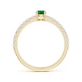 thumbnail image 2 of ANGARA Natural Classic Solitaire Emerald Promise Ring with Pave Diamonds in 14K Yellow Gold for Women (Size-4mm) | May Birthstone, Birthday, Anniversary, Jewelry Gift for Women | Natural Emerald Ring, 2 of 7