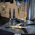 thumbnail image 5 of NEIKO 10605A Step Drill Bit, 6 Steps 3/16" to 1/2" Spiral High Speed Steel, Titanium Nitride Coated, 1/4" Quick Change Step Bits for Steel, Metal, Wood, Plastic, Unibit Cone Drill Bits, Two Flute, 5 of 7