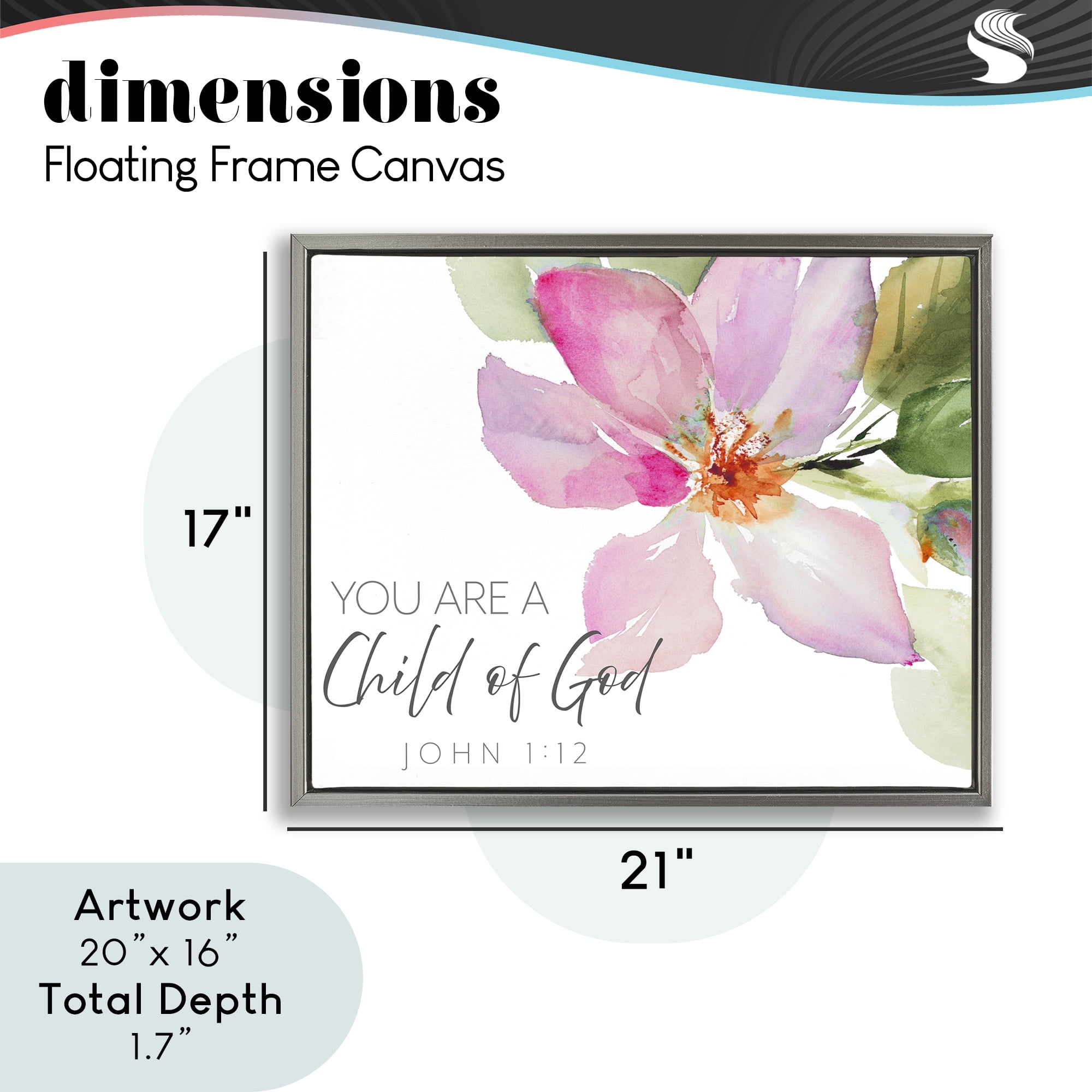 Stupell Industries Child Of God Pink Flower Gray Framed Floater Canvas Wall Art, design by Lanie Loreth