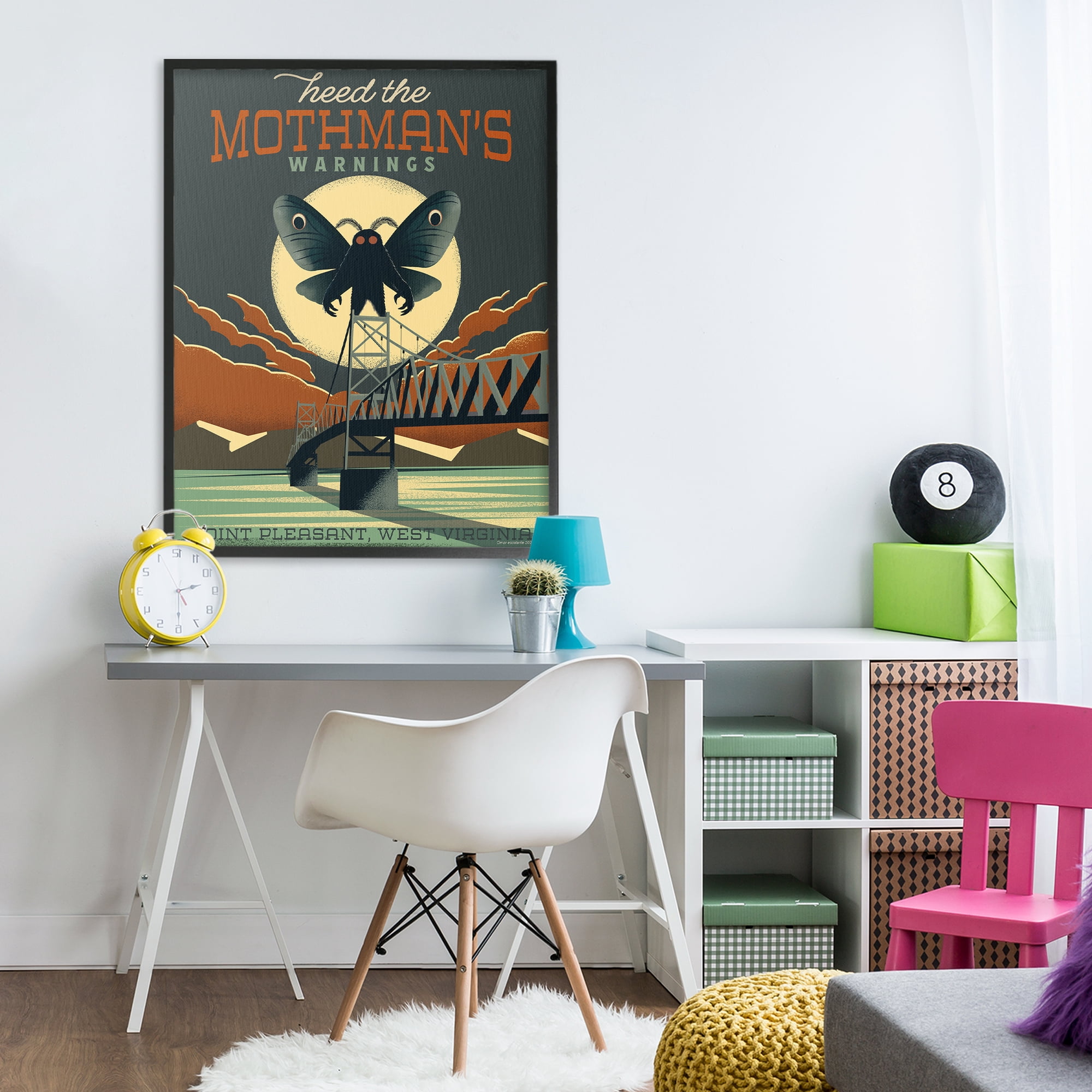 Stupell Industries Cryptid Tourism West Virginia Black Framed Giclee Art, design by Omar Escalante