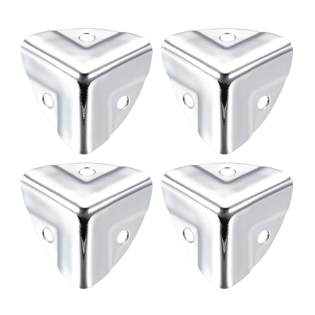 Unique Bargains Metal Box Corner Protectors Wooden Box Edge Guard Protector 22x22x22mm Silver Tone 4 pcs