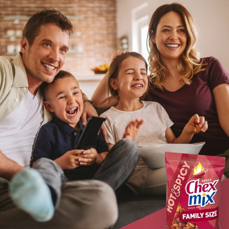 Chex Mix Hot and Spicy Savory Snack Mix, Family Size, Snack Bag