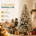 thumbnail image 3 of 7ft Pre-Lit Artificial Christmas Tree, Snow Flocked Design Pine Tree, Full Appearance Lighted Snowy w/Easy Assembly, 350 Lights, 850 Branch Tips Metal Stand for Home, Party Holiday Xmas Decoration, 3 of 9