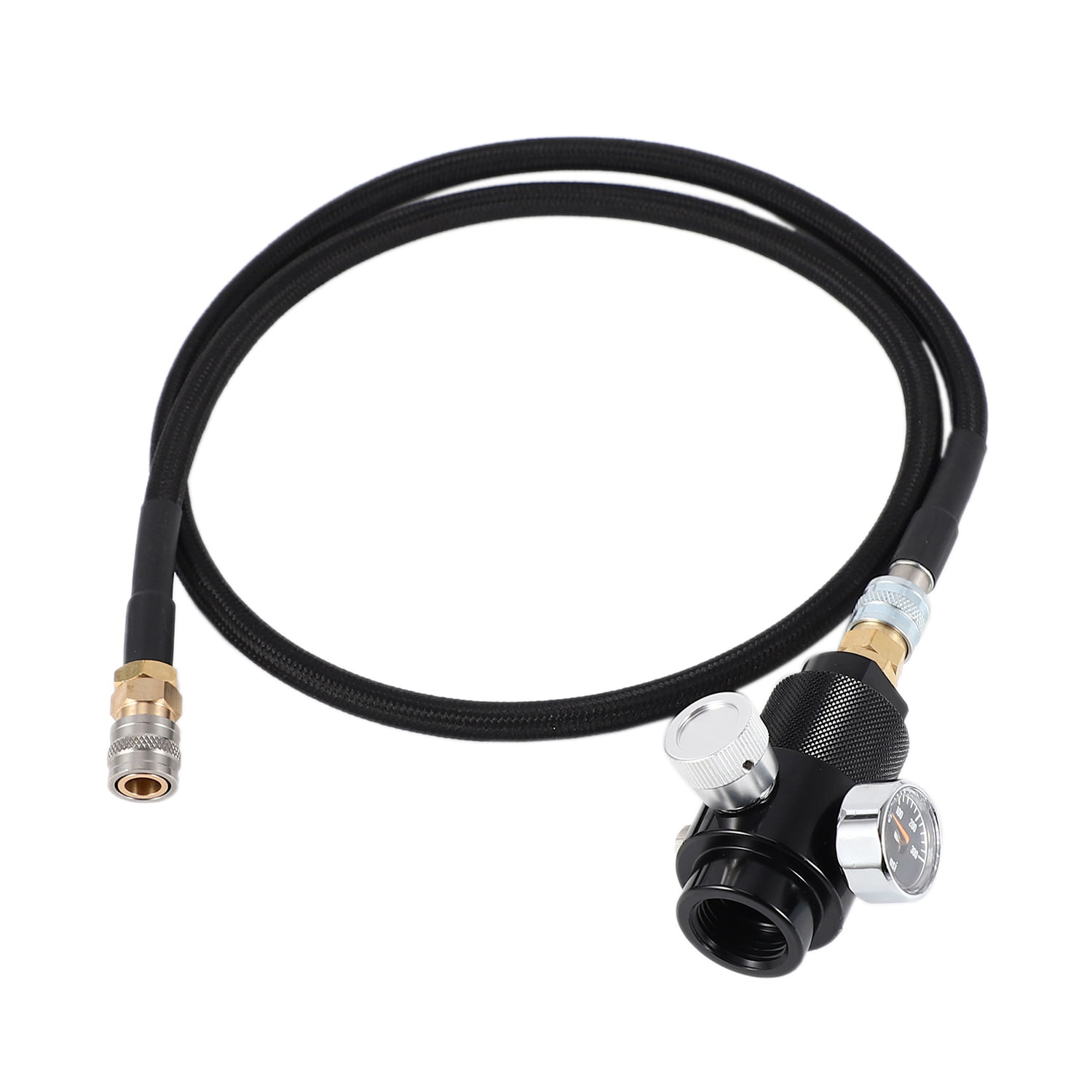 Airsoft Regulator with 100cm SLP FLEX Remote Hose 0~200 psi for Paintball Game 