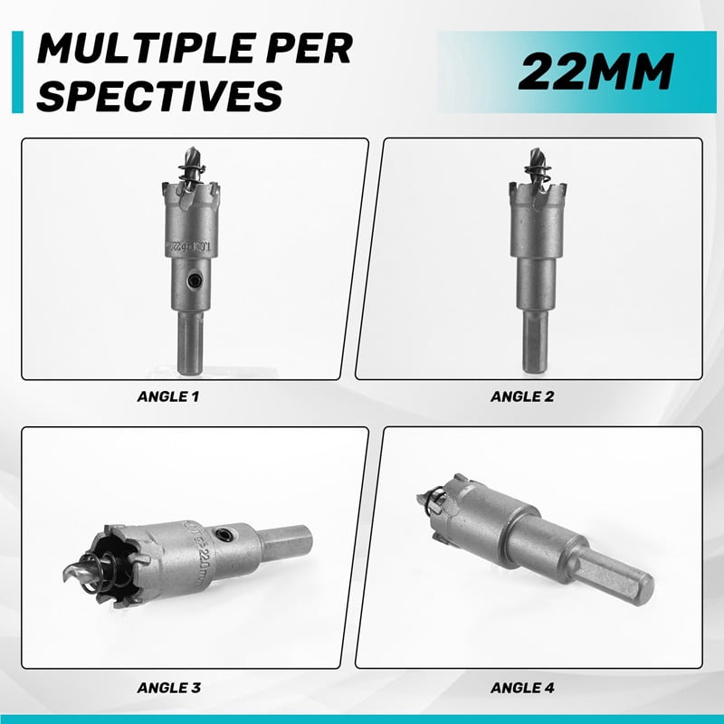 6PCS  Carbide Hole Saw Stainless Steel/Metal Hole Opener Expandable Drill Bit Set 22mm
