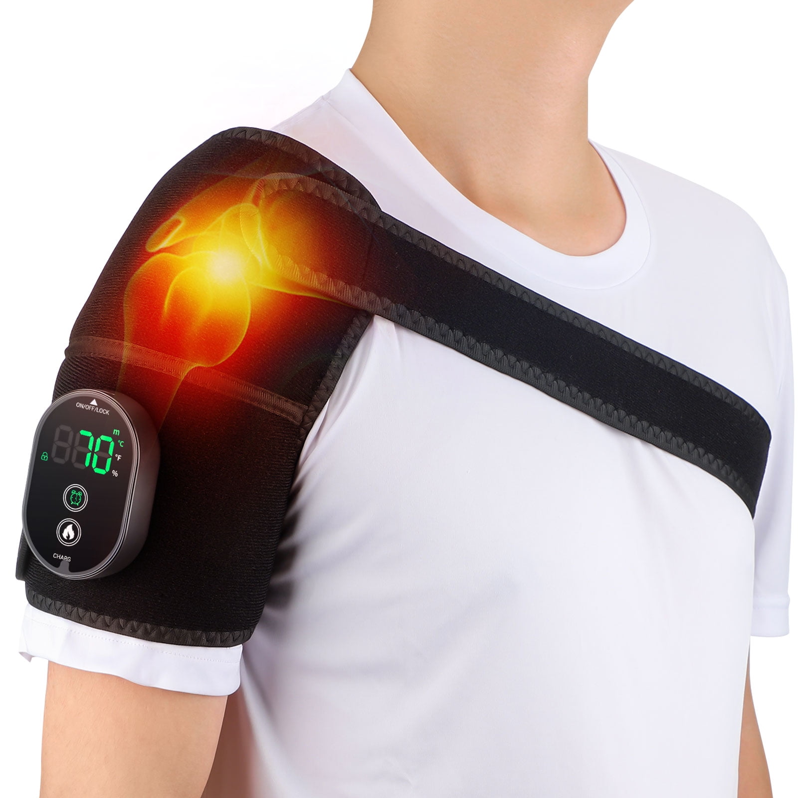 Cordless Heated Knee Shoulder Heating Pads Elbow Brace 3 in 1, Heated Knee Brace Warmer with Multiple Heating Modes, Heating Knee Warmers Wrap for Shoulder Elbow Knee Stress Relief