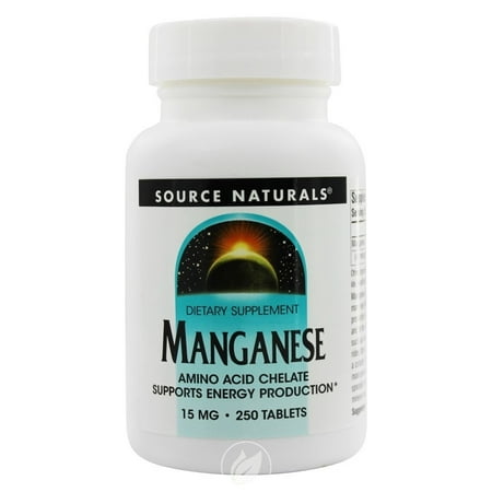 Source Naturals Manganese Chelate 10mg Elemental, 250 Tablets, Pack of