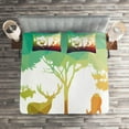 thumbnail image 2 of Ambesonne Wildlife Quilted Coverlet 3 Pcs, Desert Hunter Graphic, Queen Size, Multicolor, 2 of 2