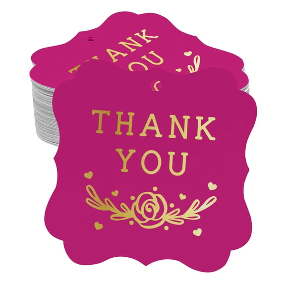 Inkdotpot Real Gold Foil Thank You Bridal Shower Tags Favor Bracket Shape Hang Pack Of 100 Paper Tags