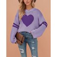 thumbnail image 2 of Sweaters for Women Heart Print Valentines Day Crewneck Striped Knitted Pullover Sweaters Warm Long Sleeve Jumper Tops Alsol Lamesa, 2 of 5