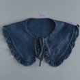 thumbnail image 5 of sunsanly Fake Collar Solid Color Ruffle Trim Lace-up False Collar Dress Shirt Collar Insert Removable Denim False Collar, 5 of 7