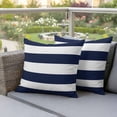 thumbnail image 4 of 2 Pack Outdoor Waterproof Throw Pillow Covers,Navy Blue Stripe Summer Nautical Theme Decorative Square Patio Pillowcases for Chair Couch Sofa 16x16in, 4 of 9