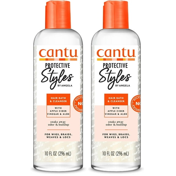 Cantu Protective Styles by Angela Hair Bath & Cleanser with Apple Cider Vinegar & Aloe, 10 Ounce (Pack of 2)