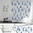 thumbnail image 3 of Christmas Trees Shower Curtain Merry Christmas Blue Bathroom Curtain Xmas Winter Polyester Fabric Shower Curtain Set with 12 Hooks, 72x72 Inches, 3 of 5