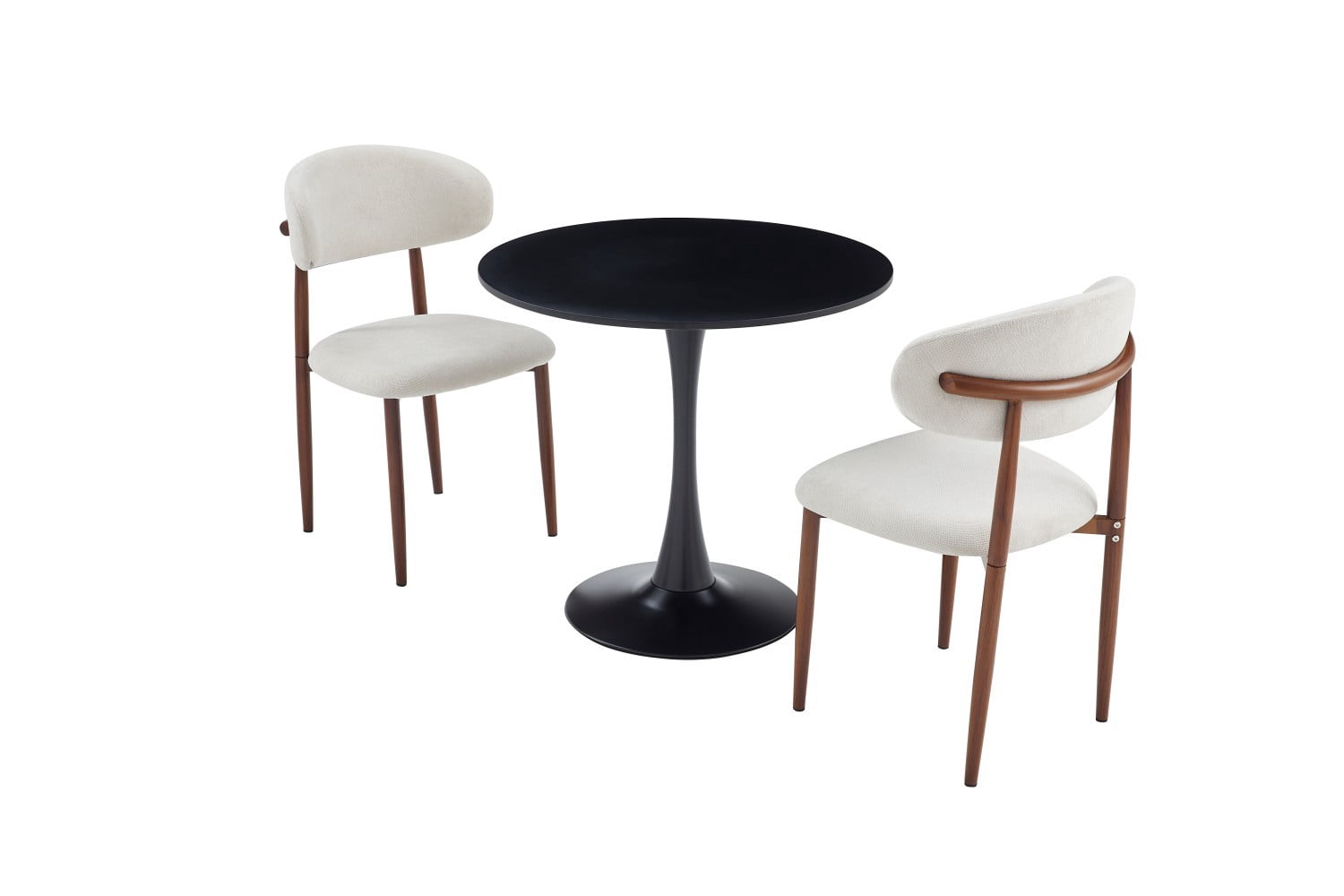 31.5" Round Dining Table, Modern Black Tulip Base Table with MDF Top & Matte Iron Pedestal, Mid Century Kitchen Table, Small Space Coffee Table for Living Room, Apartment & Home Office