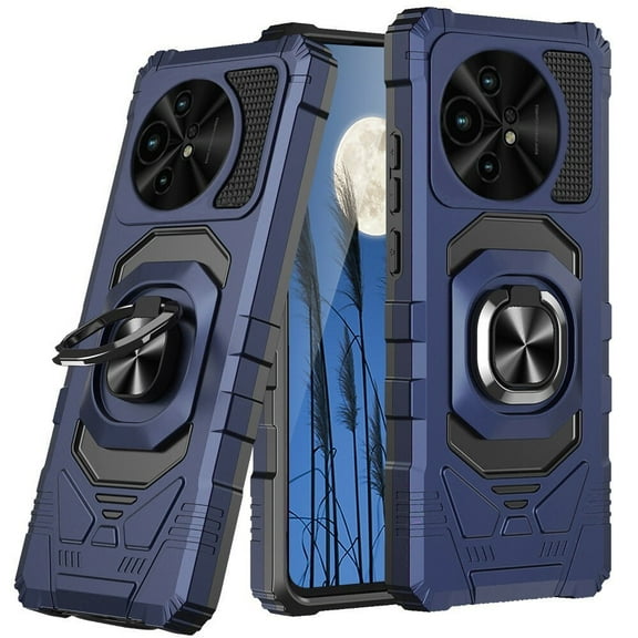 For TCL 50 XL 5G NXTPAPER T702W Robotic Ring Kickstand Phone Case   Tempered Glass - Blue