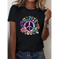 thumbnail image 1 of 1pc Women's Hippie Soul Graphic Print T-Shirt - Breathable Lightweight Soft Stretch Round Neck Tee for Concerts, Parties & Casual Wear - Machine Washable All-Season Comfort, Vibrant Pattern Shirt, 1 of 6