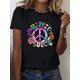 thumbnail image 1 of 1pc Women's Hippie Soul Graphic Print T-Shirt - Breathable Lightweight Soft Stretch Round Neck Tee for Concerts, Parties & Casual Wear - Machine Washable All-Season Comfort, Vibrant Pattern Shirt, 1 of 6