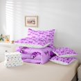 thumbnail image 6 of jejeloiu Cartoon Cute Bow 7pcs Bedding Comforter Set,Purple Kawaii Bowtie Queen Bedding Sets For Teens Reversible, 6 of 8