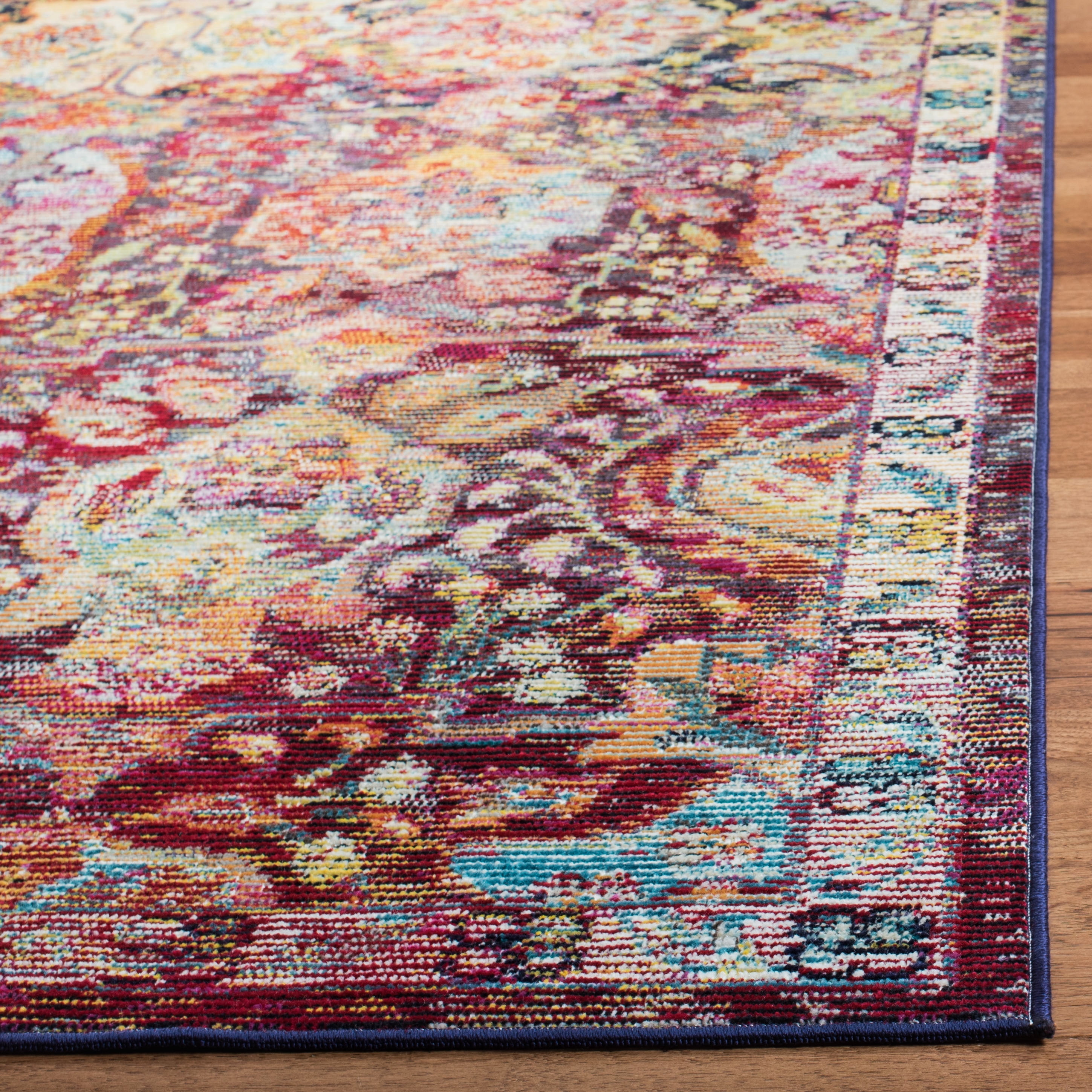 SAFAVIEH Crystal Tyson Oriental Area Rug, Navy/Orange, 6'7" x 9'2"