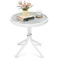 thumbnail image 1 of Ktaxon 18" Square Outdoor Side Table with Tempered Glass Top, Ripple-patterned Courtyard Glass Table, White, 1 of 9
