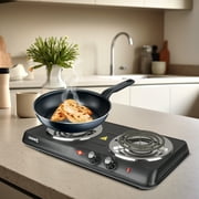 Courant Electric Double Burner, Portable, Sleek Design, Black
