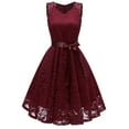 thumbnail image 2 of Vestido de dama de honor con cuello en V y encaje para mujer: vestido de fiesta formal con corte en A, poliéster, tallas estadounidenses 4-18, 2 of 5