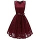 thumbnail image 2 of Vestido de dama de honor con cuello en V y encaje para mujer: vestido de fiesta formal con corte en A, poliéster, tallas estadounidenses 4-18, 2 of 6