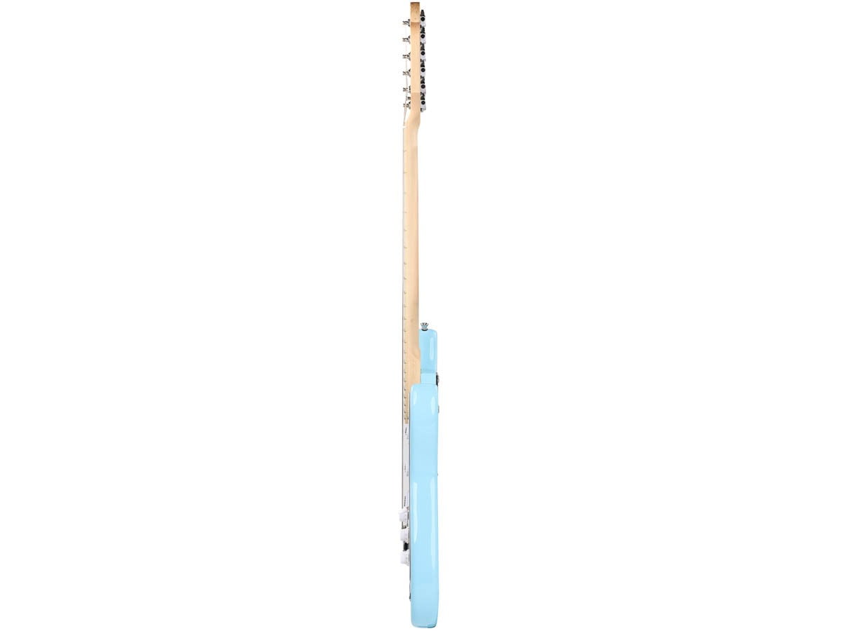 Monoprice Cali DLX Plus Solid Ash Electric Guitar | Wilkinson Bridge and Pickups, with Gig Bag, Right Orientation, Light Blue with Maple Fretboard - Indio Series