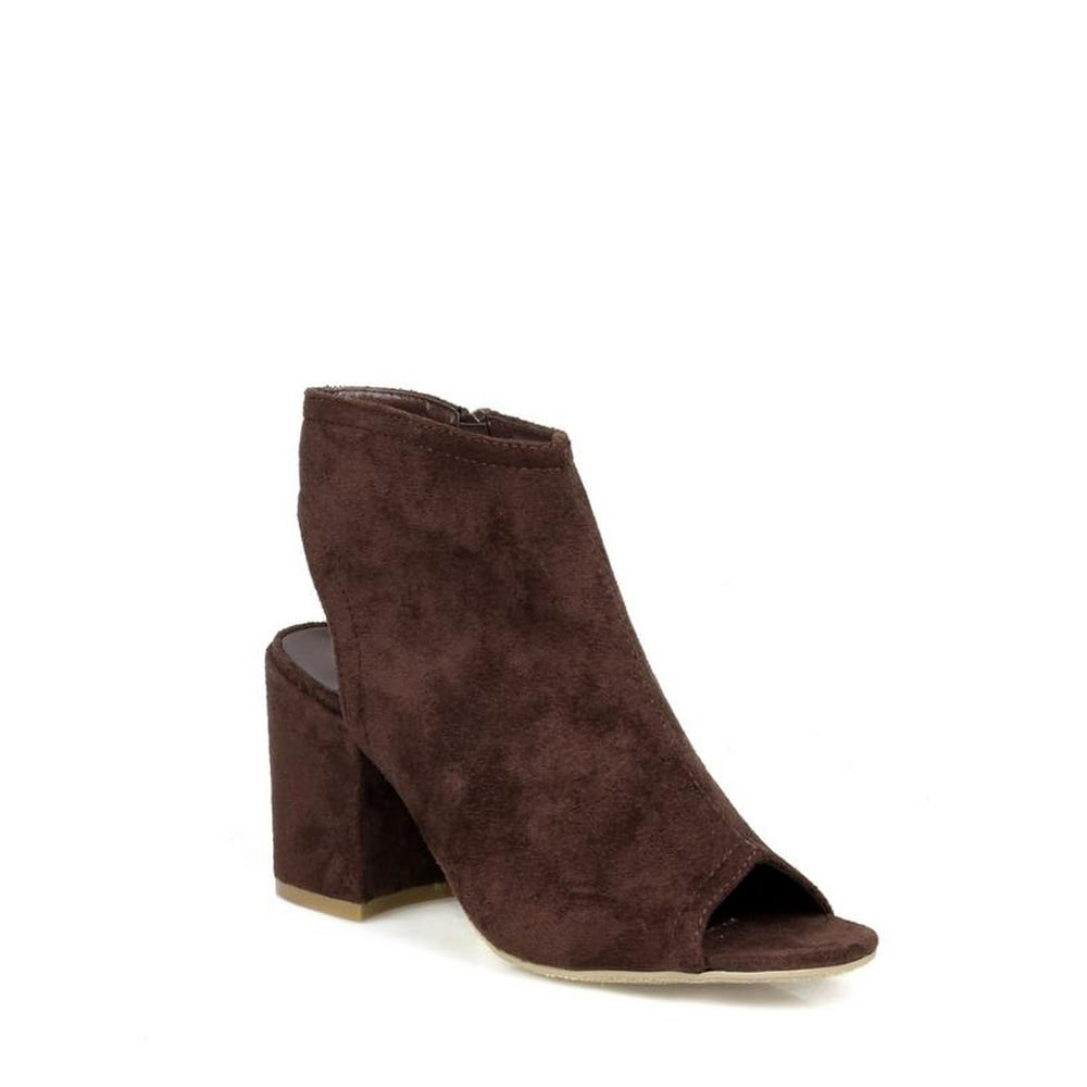 chunky heel booties open toe