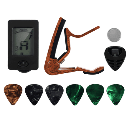 Guitar Capo Tuner Fit for Ukulele Violin Electric Acoustic with Picks and Pick Holder Accessories