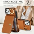 thumbnail image 5 of Allytechgroup iPhone 11 Pro Wallet Case, Ring Holder Stand Cards Slots Shockproof Retro Flip Back Cover Phone Case for Apple iPhone 11 Pro, Brown, 5 of 6