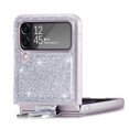 thumbnail image 3 of Detck Samsung Galaxy Z Flip4 6.7 inch (2022) Cover, Soft TPU Shell Luxury Elegant Glitter Metal Ring/Holder Folding Design Case [Slim & Fit] Anti-slip Drop Resistant Shockproof Case, Silver, 3 of 9