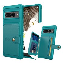 Dteck for Google Pixel 7 Pro Phone Case, Rugged Shockproof Silicone Bumper PU Leather Back Cover with Flip Card Holder Wallet Protective Case for Google Pixel 7 Pro, Green