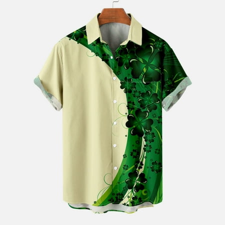 

AXXD Christmas Scrub Tops Men Buttons Print With Pocket Turndown Short Sleeve Shirt Green Sweatshirt Casual Teacher Graphic Tees Men 2023