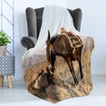 thumbnail image 4 of Donkey Soft Flannel Fleece Blanket, Greek Donkey up in the Mountains of Lesvos Island in Mediterranean Sea Digital Image, Cozy Plush for Indoor and Outdoor Use, 50" x 70", Multicolor, by Ambesonne, 4 of 5