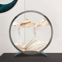 Kmdttou LED Lights Moving Sand Art Picture Round Glass Moving Sand Frame, Liquid Motion Display Sea Sand Scene Desktop Art,Suitable For Home Office Bookshelf Decoration（50ml）