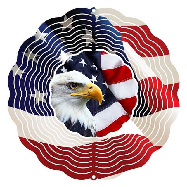 Next Innovations 101408001-EAGLEFLAG 10 in. Eagle Flag Wind Spinner Yard Art