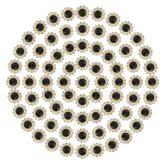 12mm Sunflower Diamond Sew on Rhinestones, 150 Pcs Rhinestone Sequin Embellishments Crystal Glass Metal Base for Bedazzling, Black
