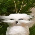 thumbnail image 4 of Temps des fêtes Noël souhaits chauds fausse fourrure hibou ornement, blanc, 1 comte, 4 of 5