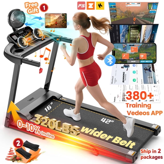 300 lbs Capacity Treadmill for Home, 3.5HP Folding Treadmill w/ 71 Preset Workouts, APP with Free Train Courses, Dual HiFi Speakers, Exercise Equipment for Walking, Jogging, Running