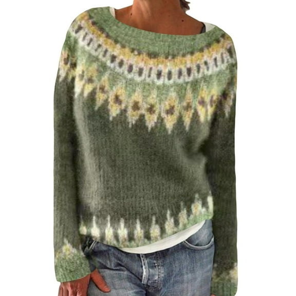 Guluxicc Oversized Sweaters for Women Crewneck Long Sleeve Chunky Knit Sweaters Tops Fall Winter Trendy Pullovers Outfits, Green, S