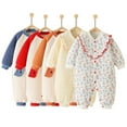 thumbnail image 4 of Esaierr Newborn Girls Boys Cotton Jumpsuit Snowsuit Romper Spring Autumn Winter Long-Sleeved Buttons Thickened Clothes Warm Jumpsuit for 0-24M, 4 of 5