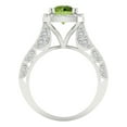 thumbnail image 4 of 2.7ct round cut green natural peridot 18k white gold halo Bridal Wedding Engagement Promise Anniversary Ring for Women size 10.5, 4 of 7