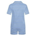 thumbnail image 4 of HUJlwoi Button down Pajamas Sets Stripe 2 Piece Pj Sets Short Sleeve Pocket Sleepwear Shorts Lounge Sets Classic Printed Summer Nightwear, 4 of 5