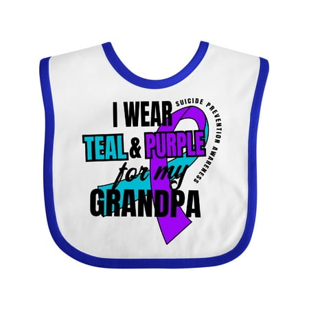 

Inktastic Suicide Prevention I Wear Teal and Purple for My Grandpa Gift Baby Boy or Baby Girl Bib